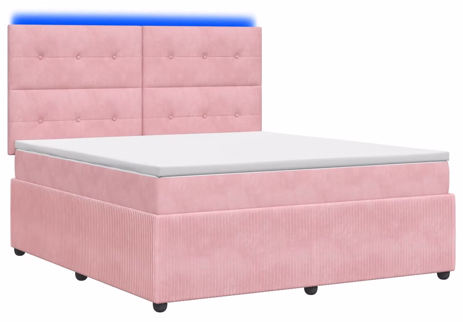 Letto a molle LED con materasso rosa 140 x 200 cm in velluto