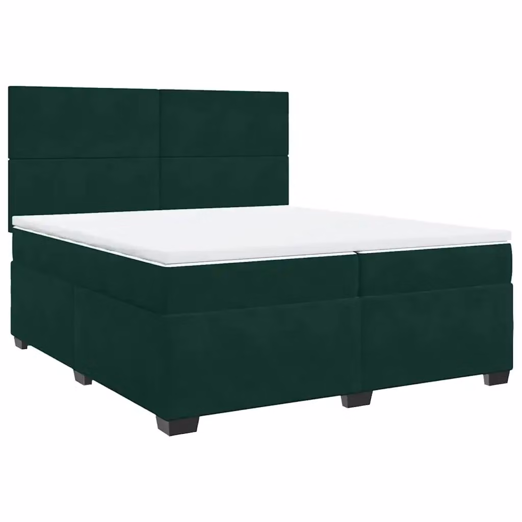 Letto con Giroletto a Molle e Materasso vidaXL in Velluto Verde Scuro, L/P: 200 x 200 cm – 2