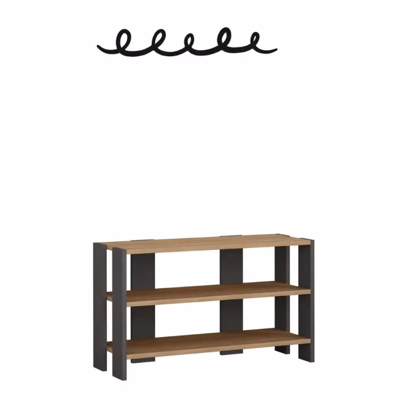 Scarpiera da ingresso Effezeta Italia con appendiabiti, colore antracite e nero, L: 84 cm, H: 84 cm, P: 32 cm – 2