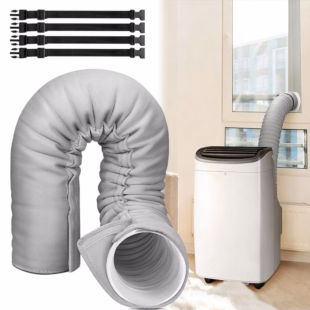 Isolamento per tubi di condizionamento, dimensioni 150x53 cm, adatto per tubi da 5 a 5,9 pollici, colore grigio