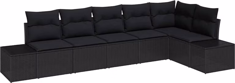 Set Divano da Giardino con archiviazione 6 pcs Nero polyrattan