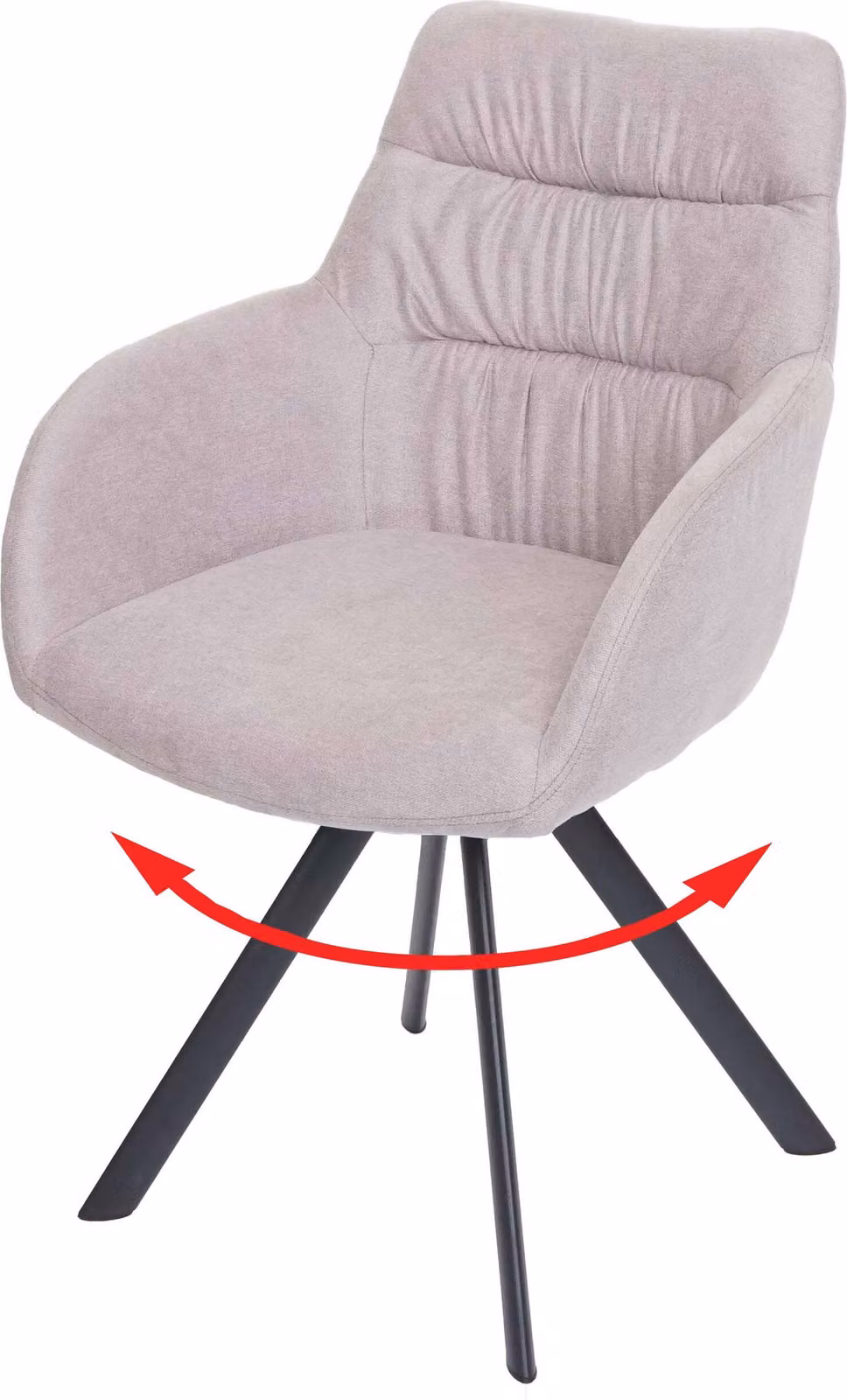 Sedia da pranzo HWC-J69, sedia da cucina Sedia con braccioli, posizione girevole automatica, velluto ~ crema-beige