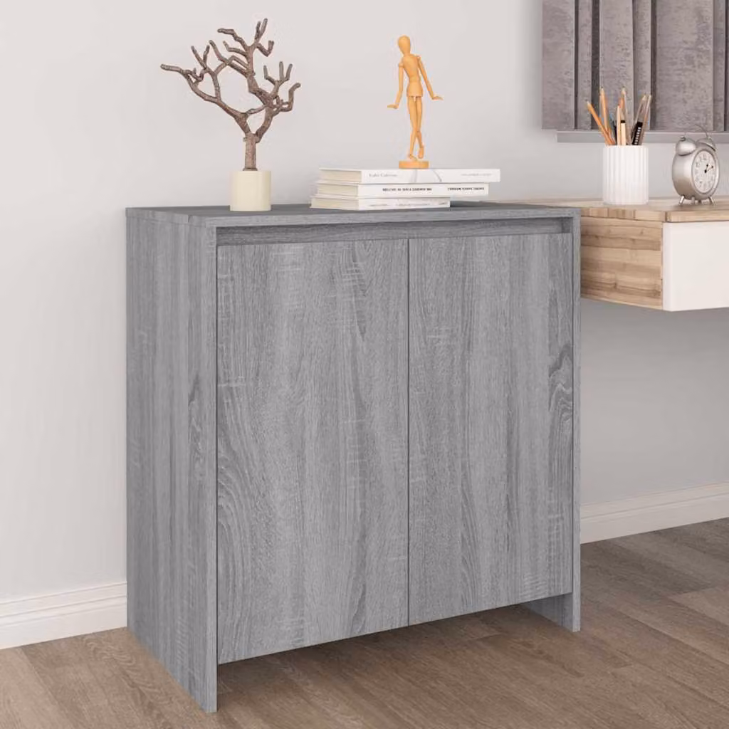 Credenza moderna vidaXL in legno multistrato e MDF, colore grigio, L: 70 cm, P: 41 cm, H: 75 cm