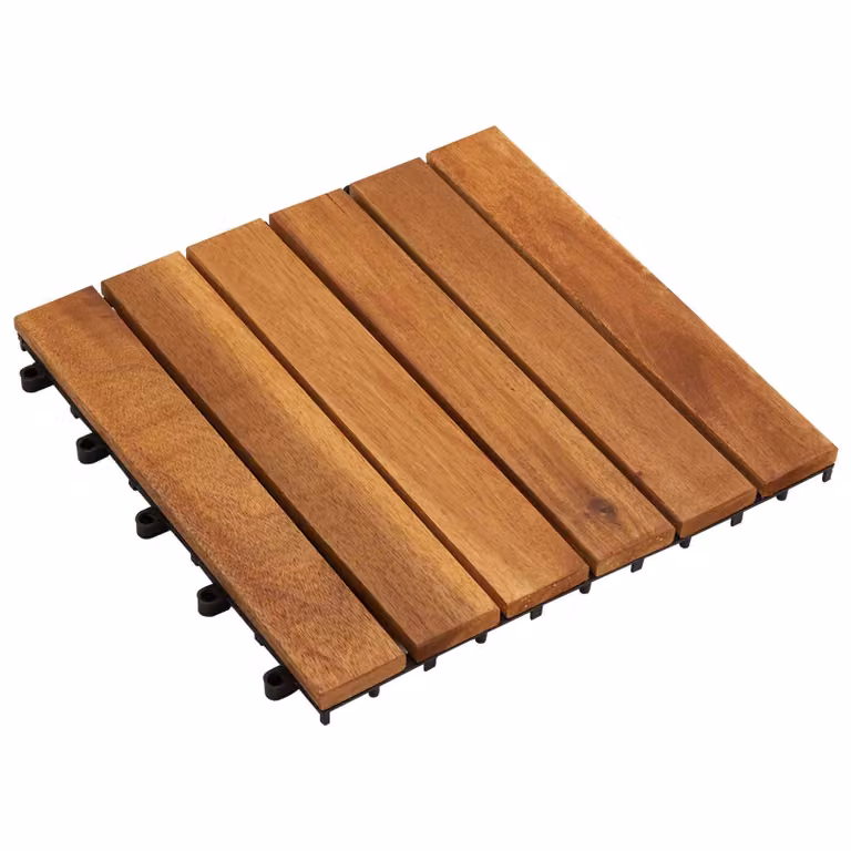Set di 30 piastrelle per decking vidaXL in legno di acacia, colore marrone, 30 x 30 cm