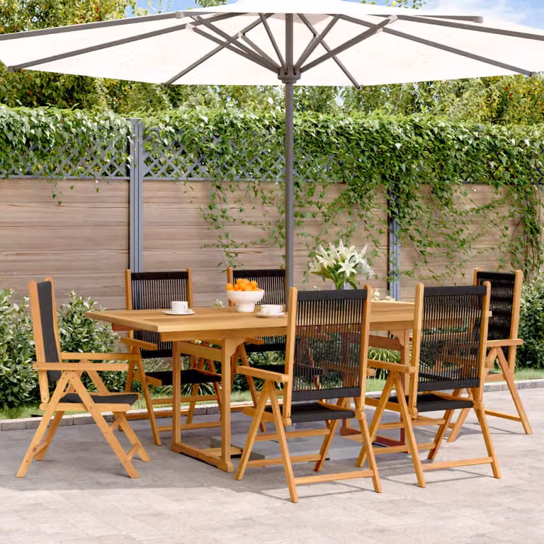 Maison Exclusive - Set da pranzo da giardino 7 pezzi in polipropilene e legno massello, nero