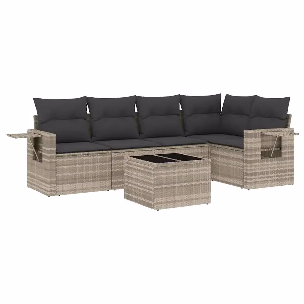 Set Divano da Giardino a L vidaXL in Polyrattan Grigio con Cuscini e Tavolino da 6 Pezzi – 2