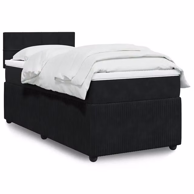 Giroletto a Molle con Materasso-Struttura Letto Nero 80x200 cm in Velluto 570480