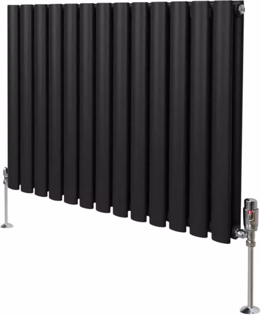 Radiatore a colonna ovale Designer MONSTER SHOP nero con valvole cromate L: 60 cm, H: 78 cm