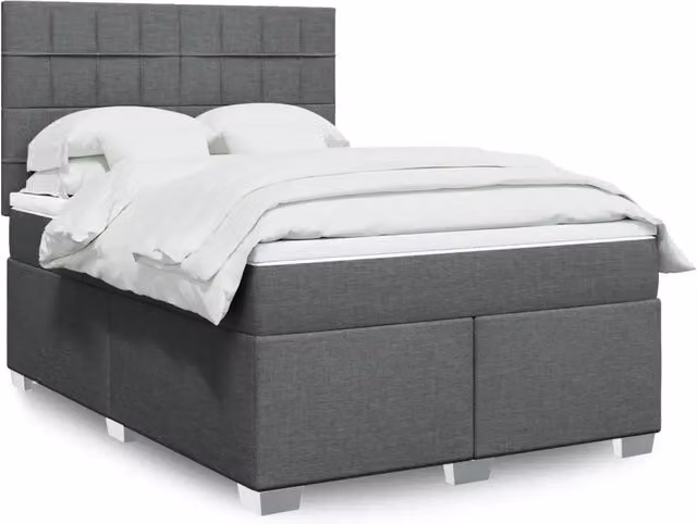 Letto Ibrido vidaXL con Giroletto a Molle e Materasso Grigio e Bianco L/P: 140 x 200 cm