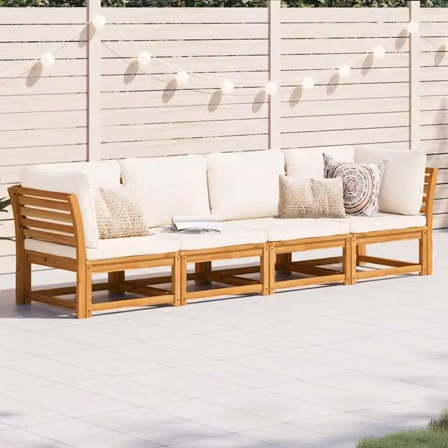 Set Salotto da Giardino 4pz con Cuscini Legno Massello Acacia 3214292