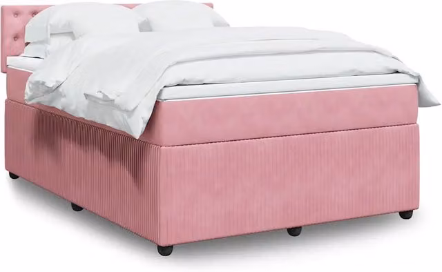 Giroletto a Molle con Materasso Rosa 140x200 cm in Velluto 3290075