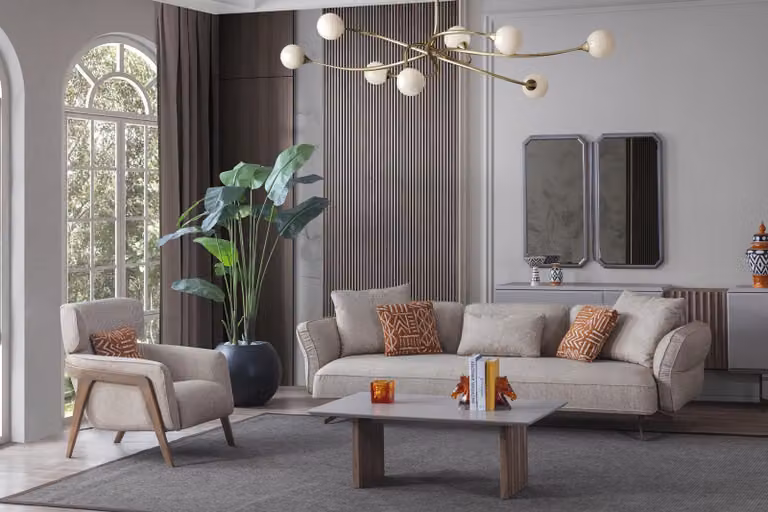 Luxus Modern Wohnzimmer Set 4tlg. Sofa 4 sitzer Sessel Couchtisch Garnitur
