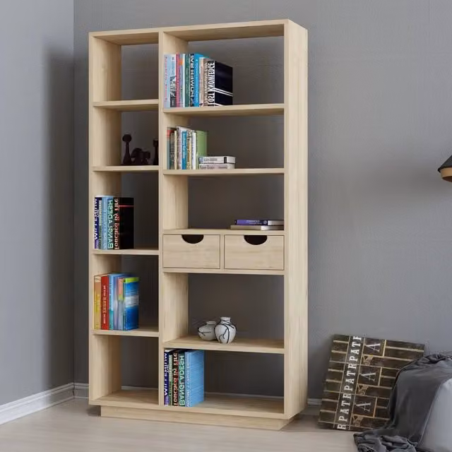 Libreria DMORA Imer con 8 Ripiani in Legno Rovere Marrone Beige L 80 cm x P 25 cm x H 189 cm