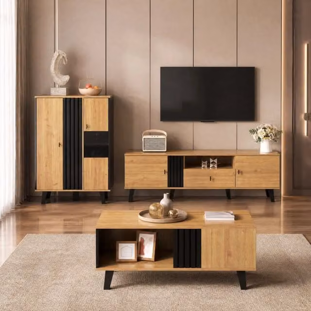 Mobile TV da 170 cm con 2 ante; vano e cassetto; in pannello truciolare