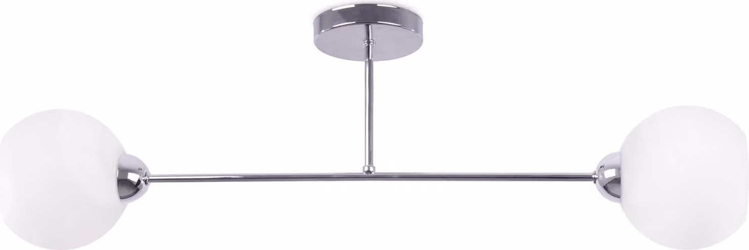 Lampada da soffitto Asturia cromo a 2 luci con paralumi bianchi E27