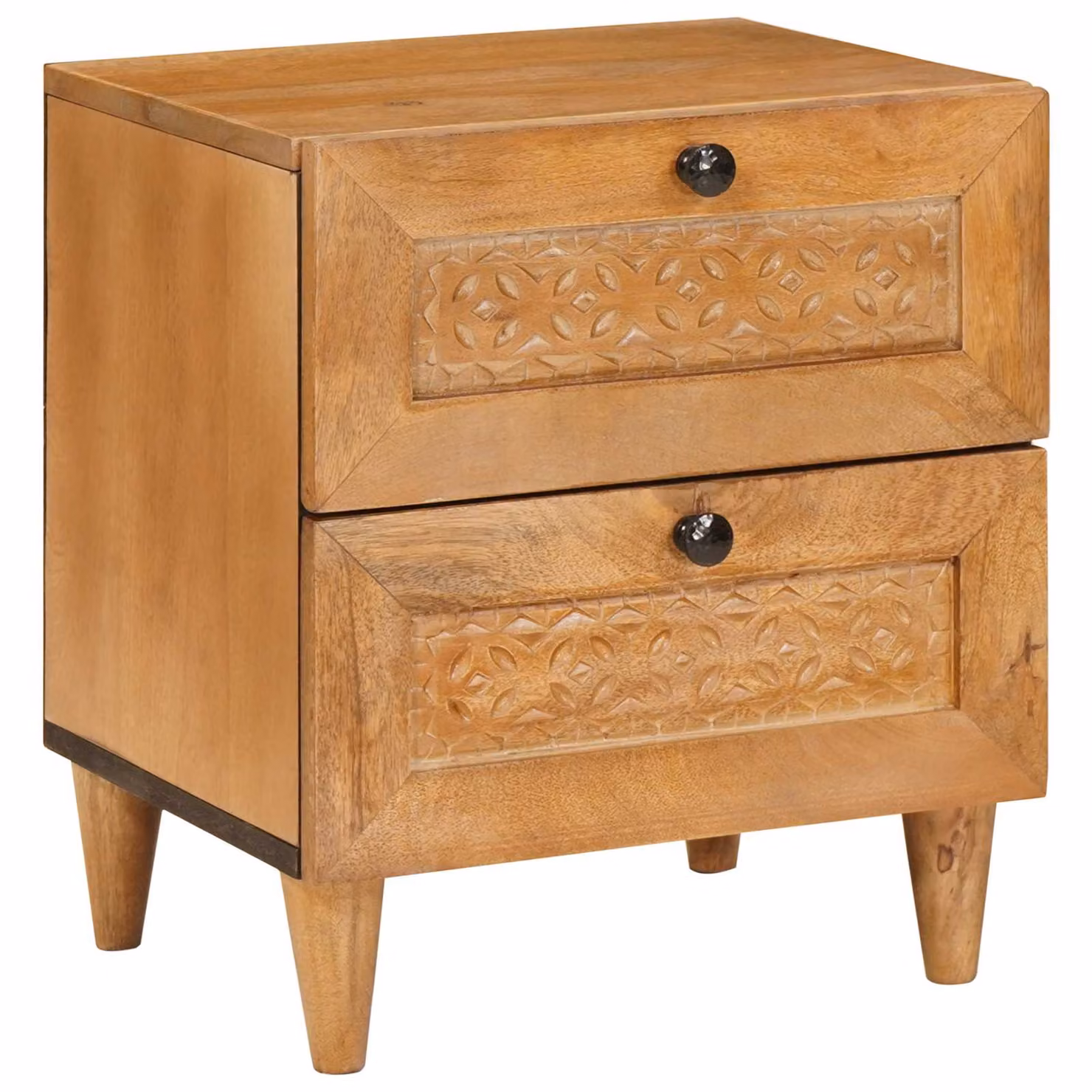 vidaXL Armadio da Notte in Legno di Acacia e Mango Marrone Rustico L: 40 cm, P: 33 cm, H: 46 cm