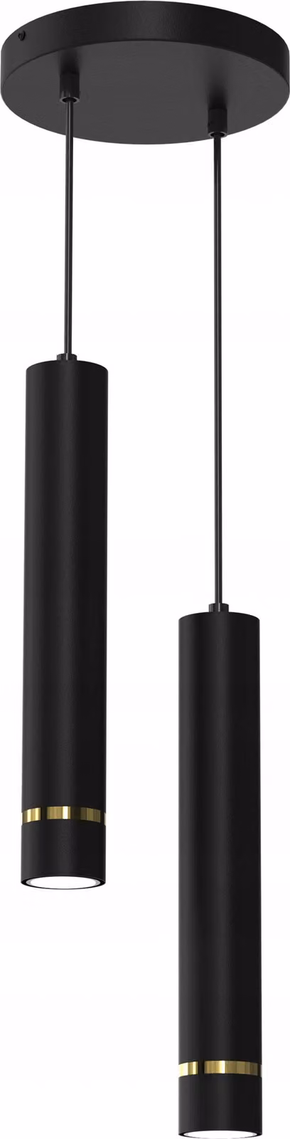 Lampada a sospensione da soffitto in metallo tubolare con attacco GU10, LED a forma di ghiacciolo, a 2 luci, dorata