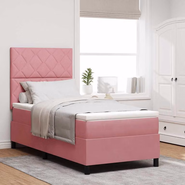 Maison Exclusive - Letto boxspring con testiera Rosa 100 x 200 cm in velluto