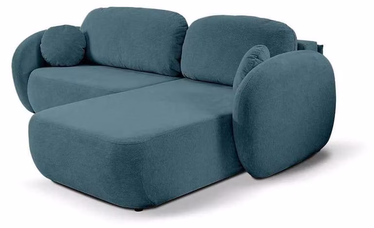 Divano angolare con funzione letto, modello Olemo, lato destro, colore acciaio oceano