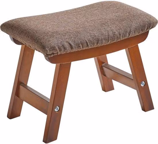 Pouf Unyqoos® in legno di faggio, con seduta imbottita in schiuma ad alta densità, rivestimento rimovibile e delicato sulla pelle, antiscivolo, dimensioni 40x25x29 cm, capacità massima 100 kg