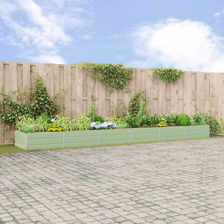 Fioriera vidaXL in acciaio zincato verde, L: 580 cm, P: 100 cm, H: 45 cm