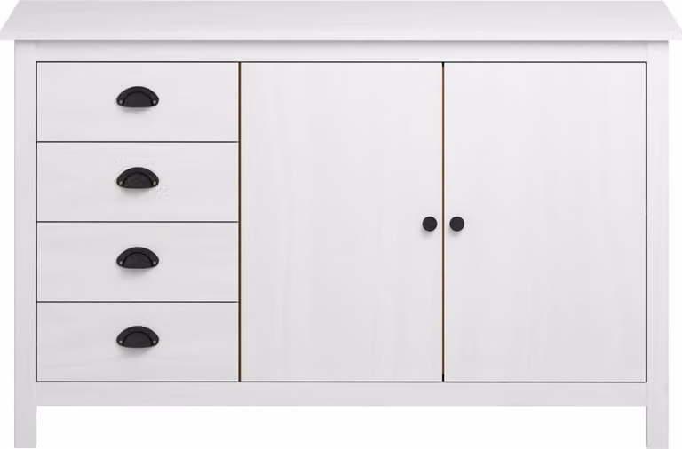 vidaXL Credenza Hill White 130x40x80 cm in legno di pino massiccio