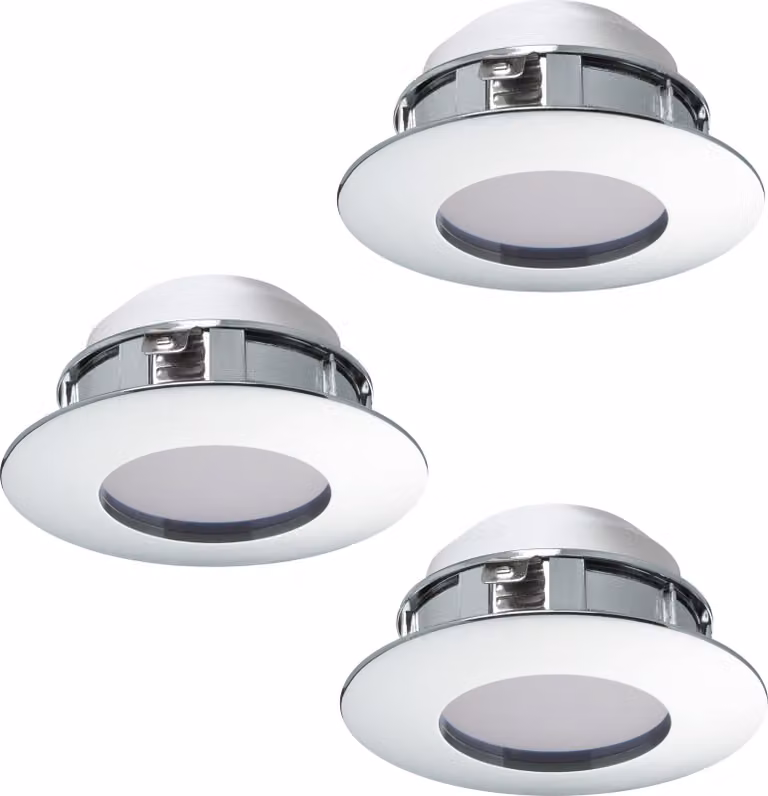 EGLO set di 3 luci da incasso LED PINEDA, lampada da incasso, Ø: 7,8 cm, dimmerabile, lampada, bianco caldo
