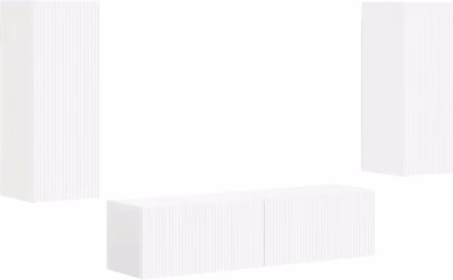 Set mobile TV Montaggio a parete 2 pz | Armadietto TV | Mobile Porta TV Bianco Legno multistrato