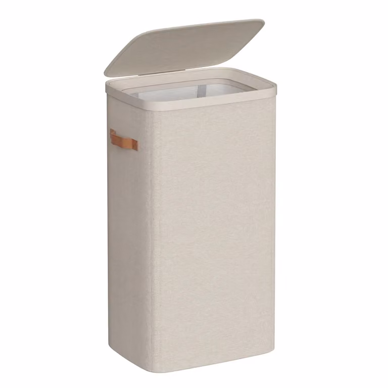 Cesto portabiancheria pratico con scomparti e sacco rimovibile, Beige Cappuccino / 100L