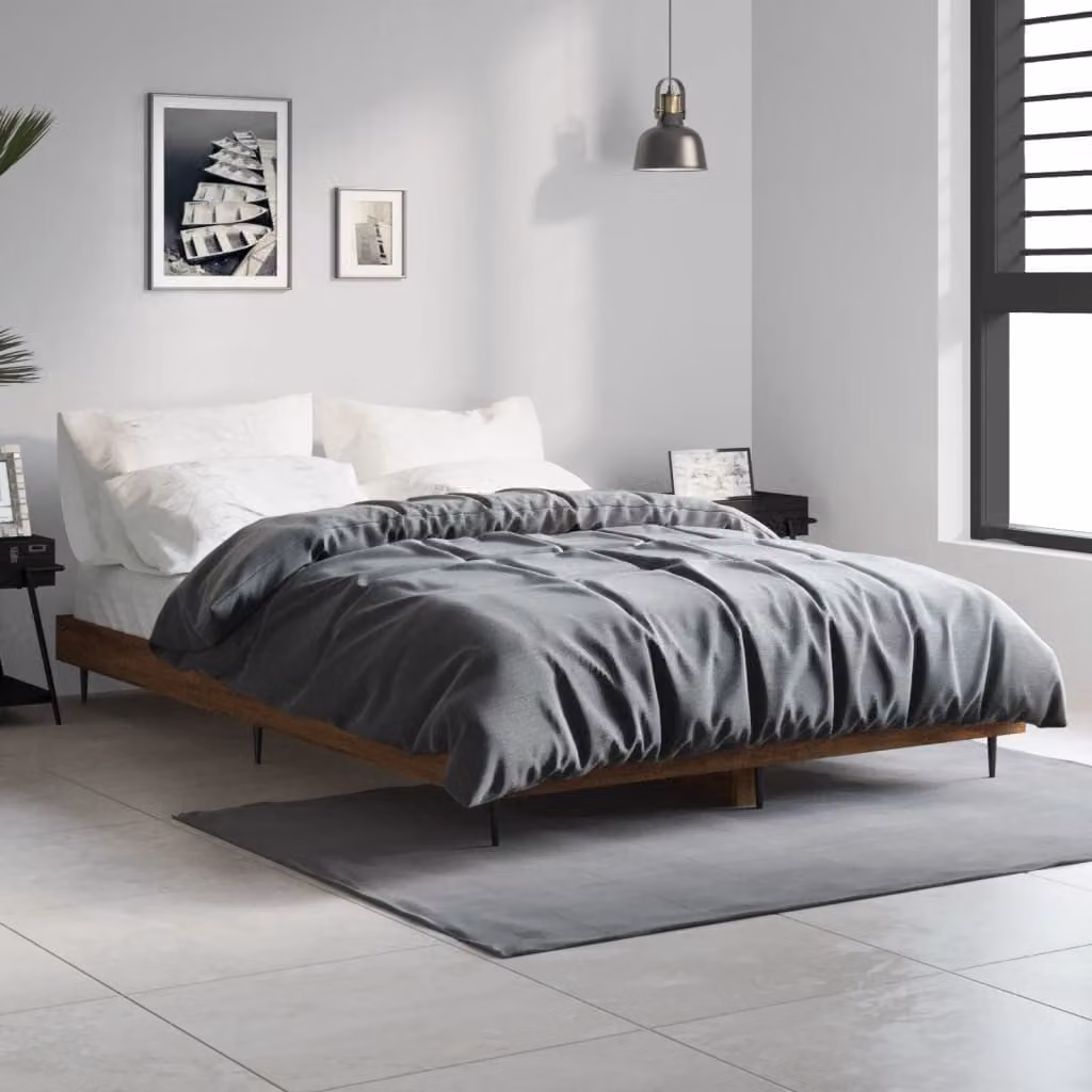 Giroletto senza materasso vidaXL in legno e metallo colore rovere marrone L/P/H: 120 x 200 x 193 cm