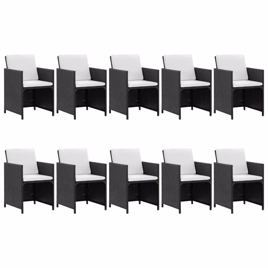 vidaXL set da pranzo da giardino a 11 pezzi con cuscini in poly rattan nero
