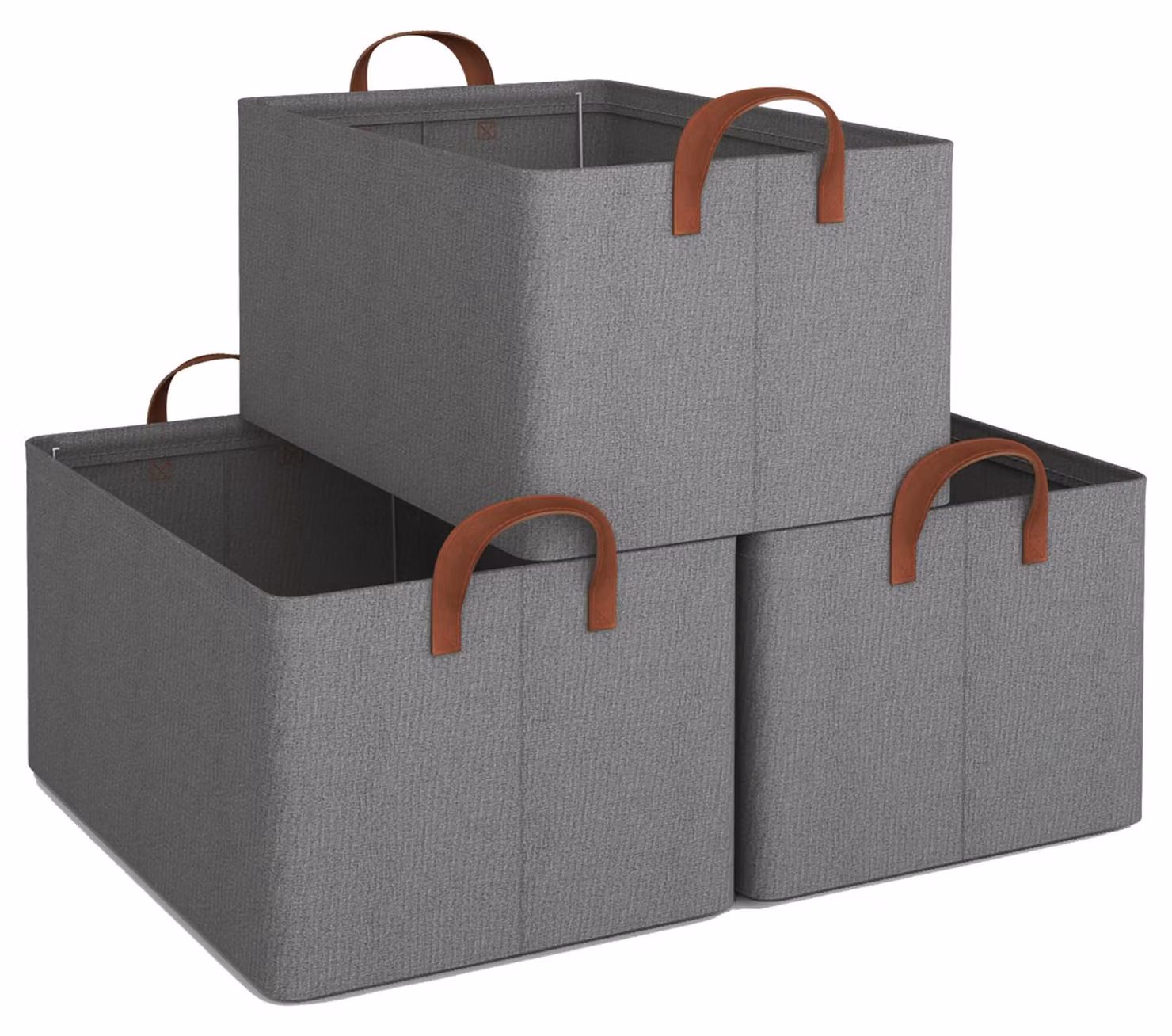Contenitore pieghevole, set da 3 pezzi, 30 x 20 x 15 cm, colore grigio Oxford, ideale per abbigliamento