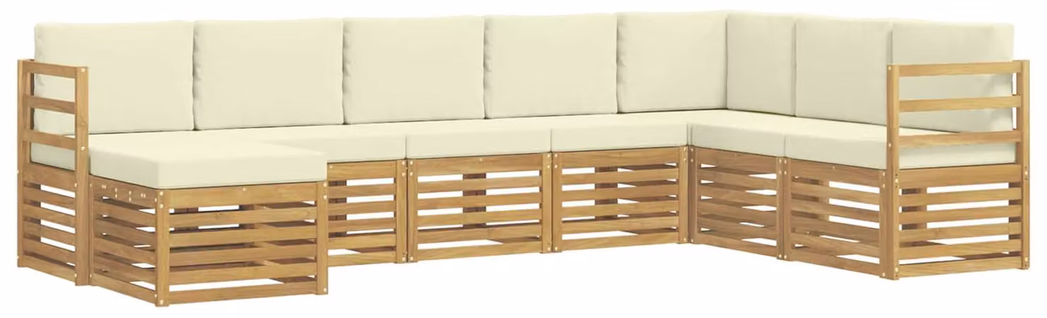 Set di divani da esterno, 8 pezzi, bianco e crema