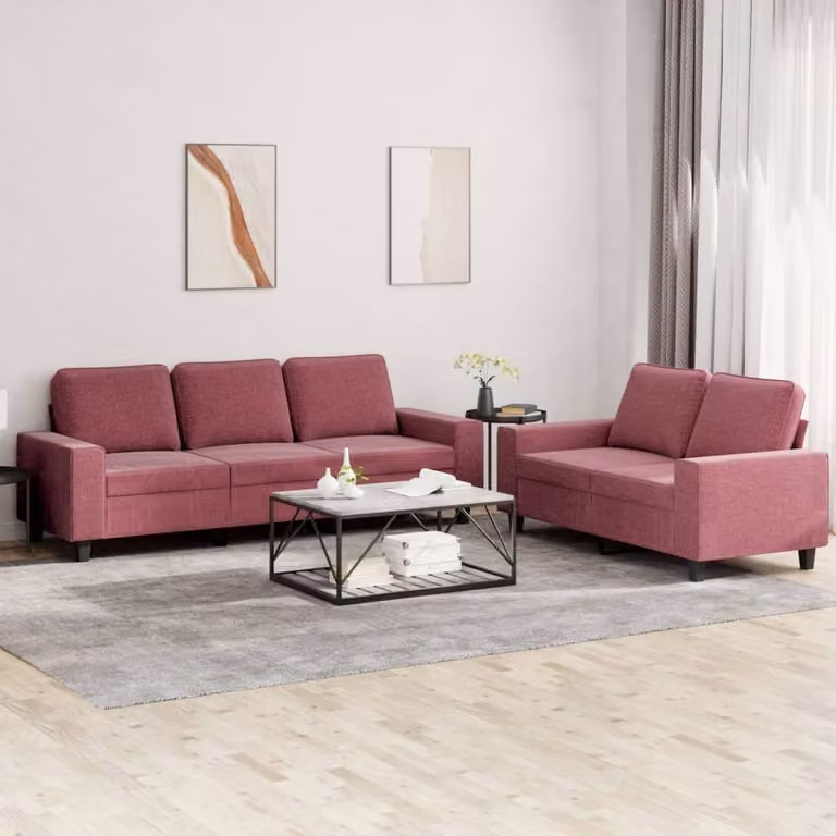 Maison Exclusive - Set divano a 2 posti in tessuto bordeaux