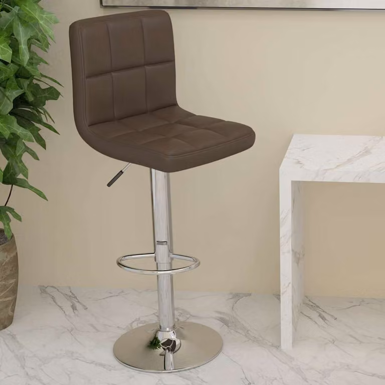 Sgabello da bar moderno vidaXL in similpelle marrone con struttura in metallo