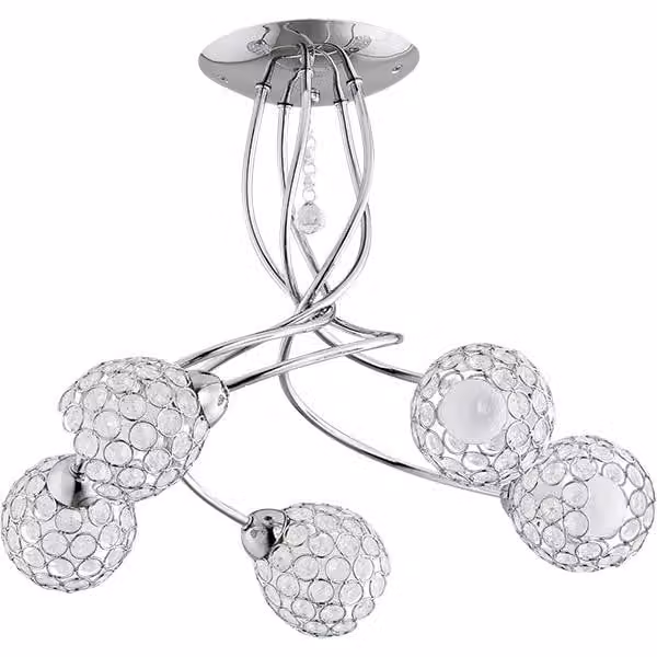 Lampada da soffitto VAIO cromata 5xE14x10W in metallo, dimensioni: 33x54x54 cm, IP20, Alfa