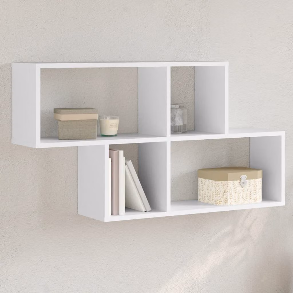 Scaffale a Parete Moderno vidaXL in Legno e MDF Bianco L: 100 cm, P: 20 cm, H: 53 cm
