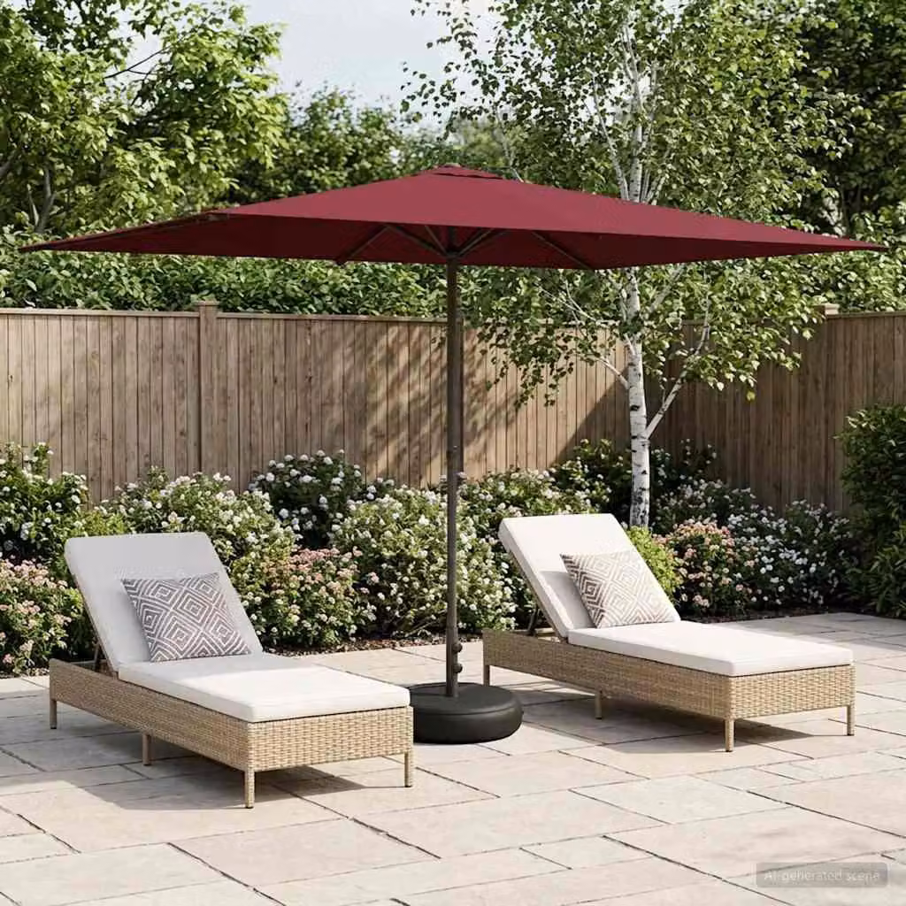 Maison Exclusive - Ombrellone da giardino con base, forma rettangolare, dimensioni 2 x 3 metri, tessuto in poliestere, colore bordeaux