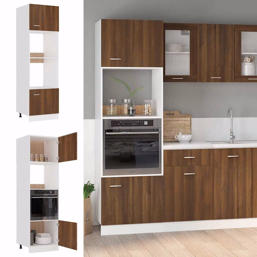 Armadio per microonde Lyon vidaXL in legno marrone L: 60 cm, P: 57 cm, H: 207 cm – 1