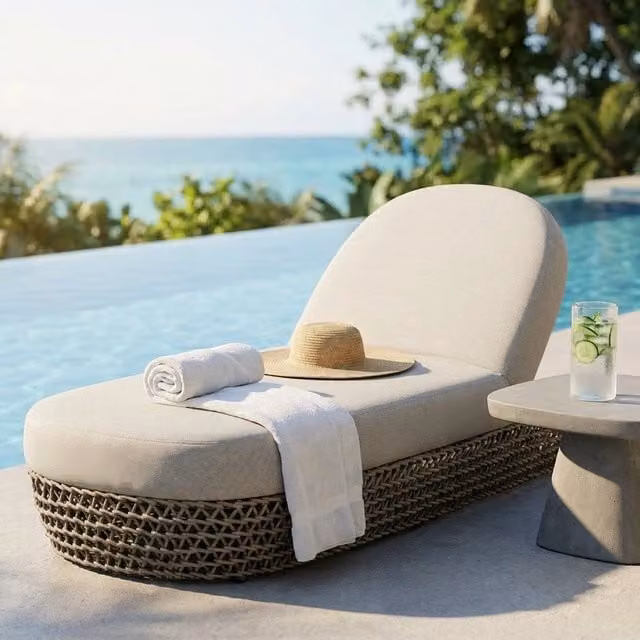 Lettino singolo da giardino Bob Gardens in alluminio verniciato a polvere e corda beige con tessuto outdoor