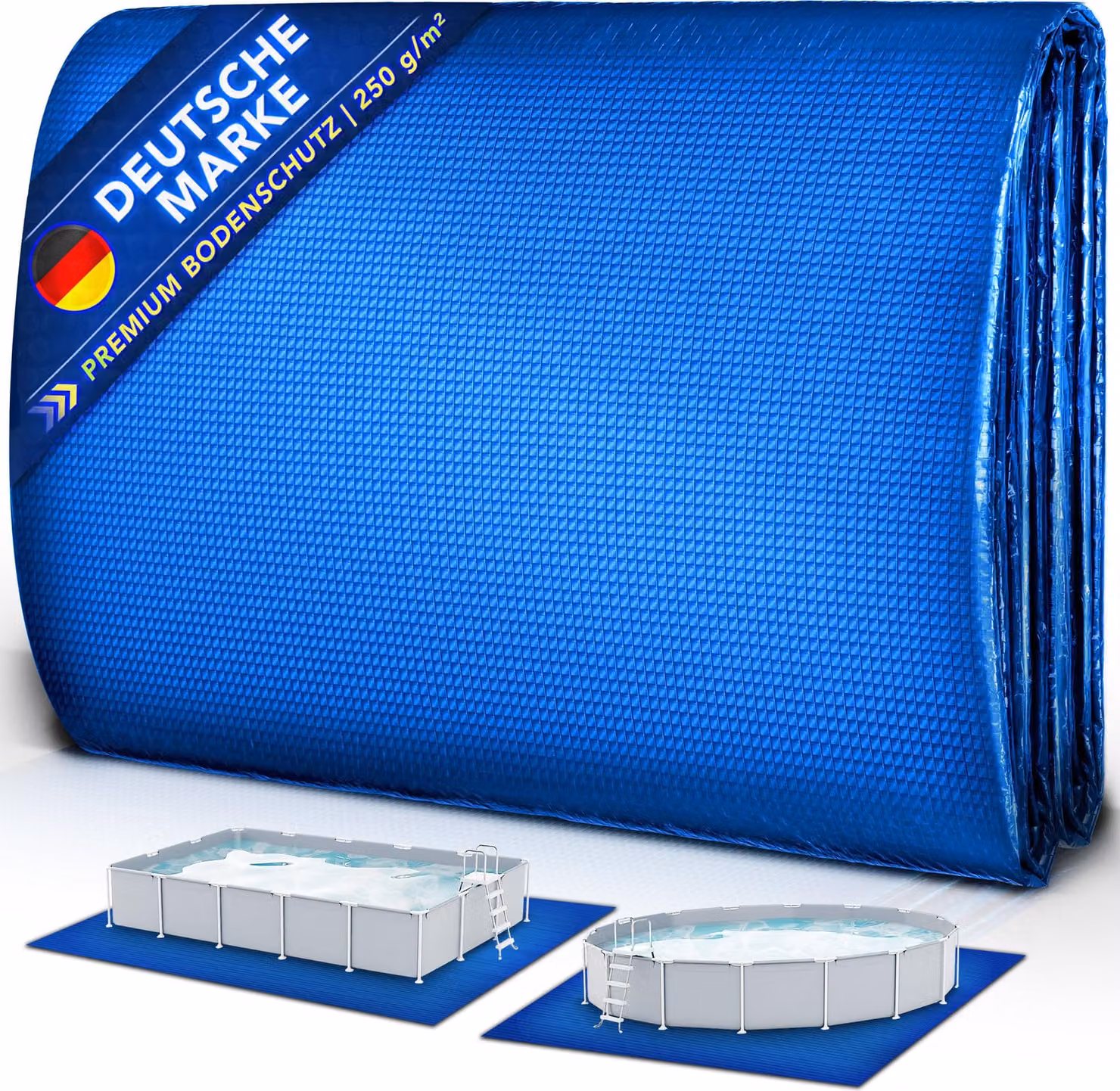 tillvex® Telo di protezione per piscina Premium 274 x 274 cm Rettangolare con 250 g/m² - per piscine e vasche da nuoto | Telo di protezione per piscina resistente ai raggi UV e agli strappi Tappetino di protezione per il fondo | Telo di protezione per il