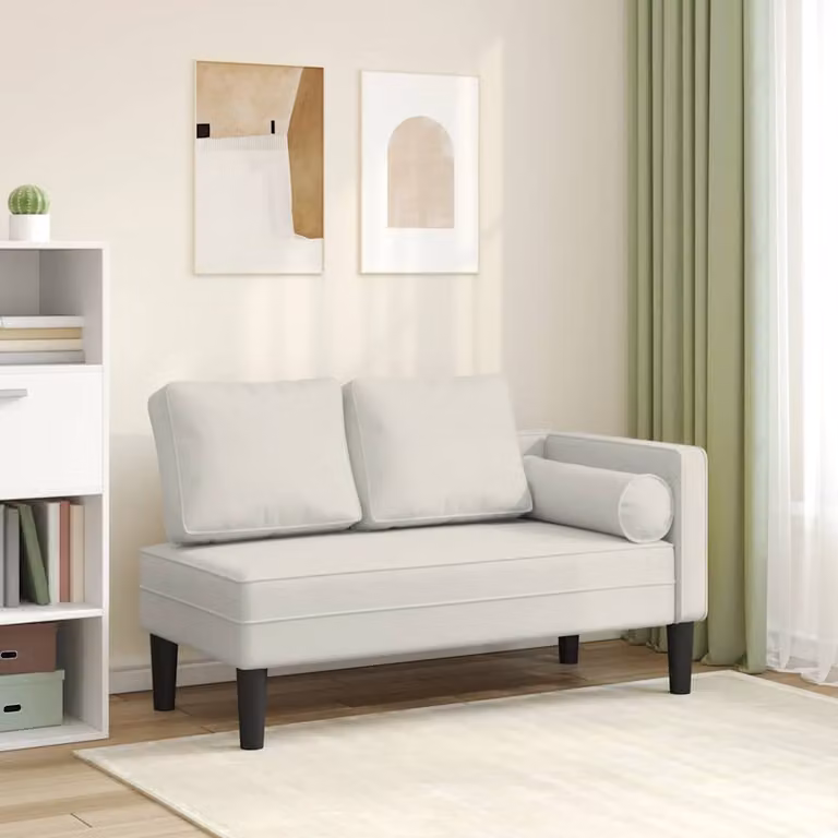 vidaXL Chaise Longue Moderna a Forma di L in Velluto Beige con Cuscini, L: 116.5 cm, P: 62.0 cm, H: 57.5 cm