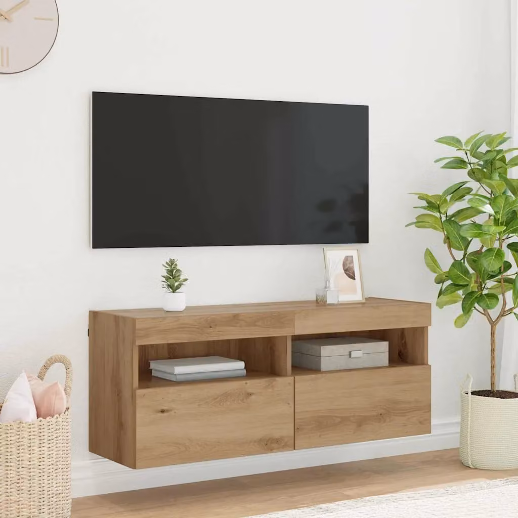 Mobile TV da parete vidaXL in stile moderno, colore marrone, L 100 x P 30 x H 40 cm