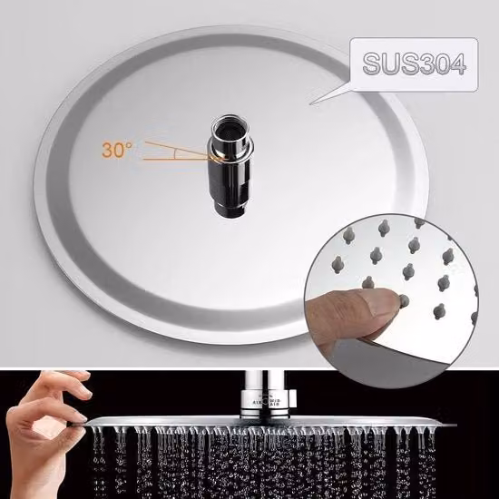 Sistema doccia con doccia a testa e maniglia - Asta doccia regolabile - Senza rubinetto - Doccia a pioggia senza rubinetto in acciaio inox argento