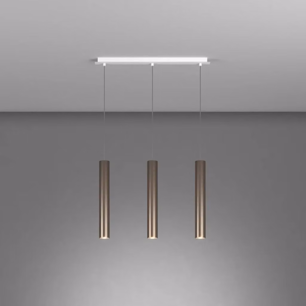 Lampadario a sospensione Industrial-Minimal Xeana in metallo bianco e bronzo con 3 luci GU10 – 2