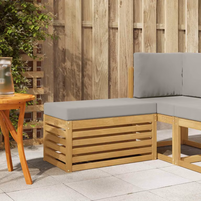 Panca da esterno moderna vidaXL in legno di acacia massello bianco e grigio L: 79 cm, P: 43 cm, H: 37 cm
