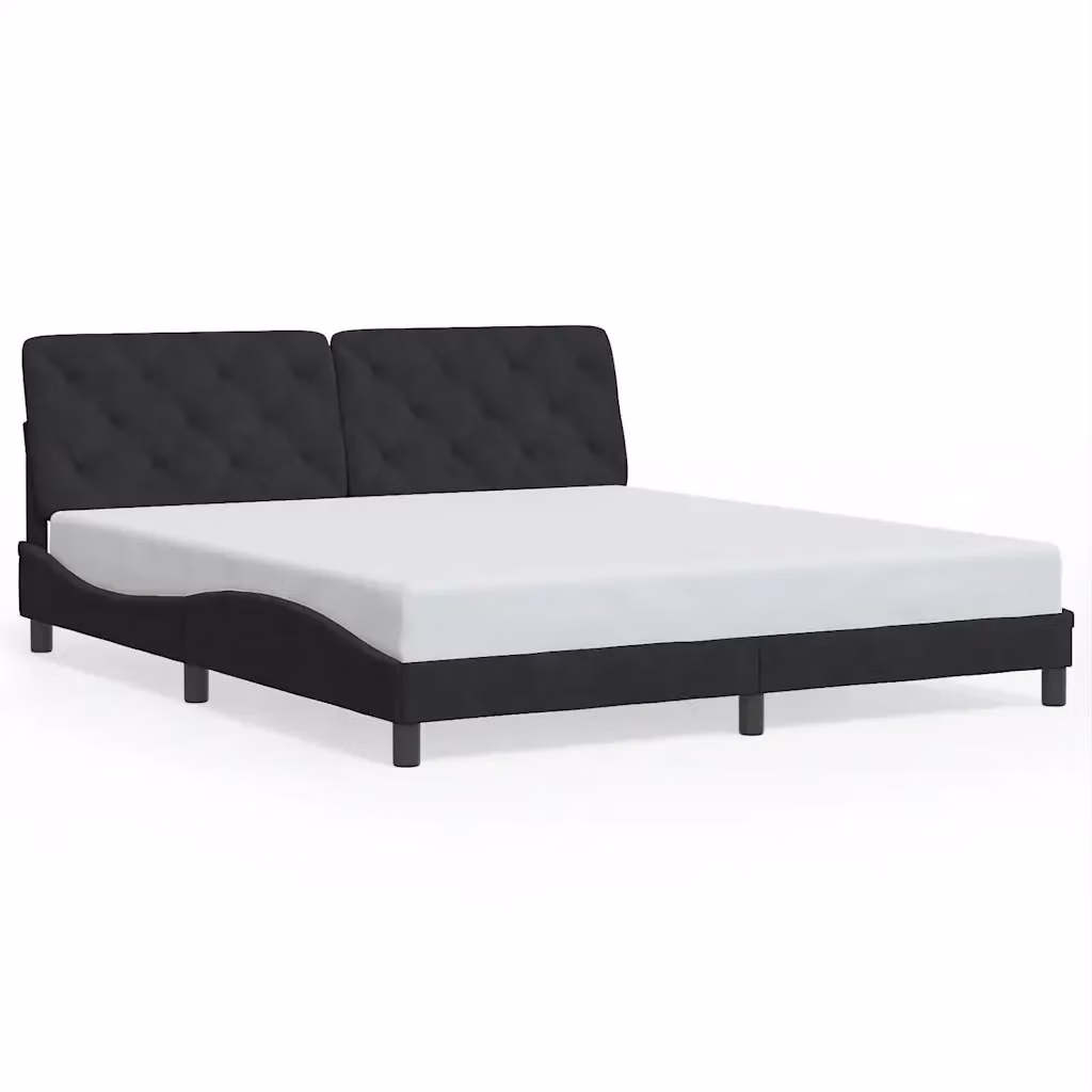 Giroletto vidaXL in Velluto Nero con Doghe in Legno L/P: 180 x 200 cm – 2