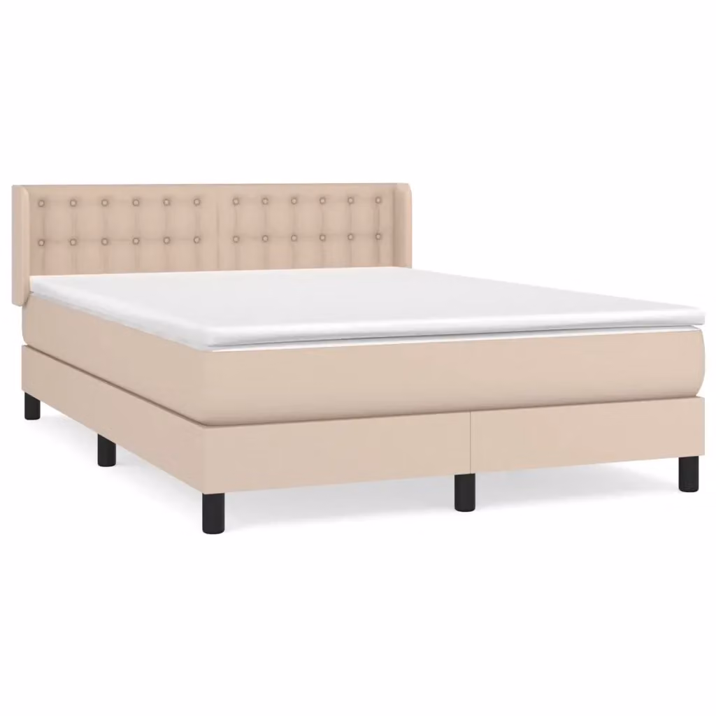 Letto con Giroletto a Molle e Materasso Ibrido vidaXL in Similpelle Beige e Bianco L/P/H: 193 x 147 x 88 cm – 2