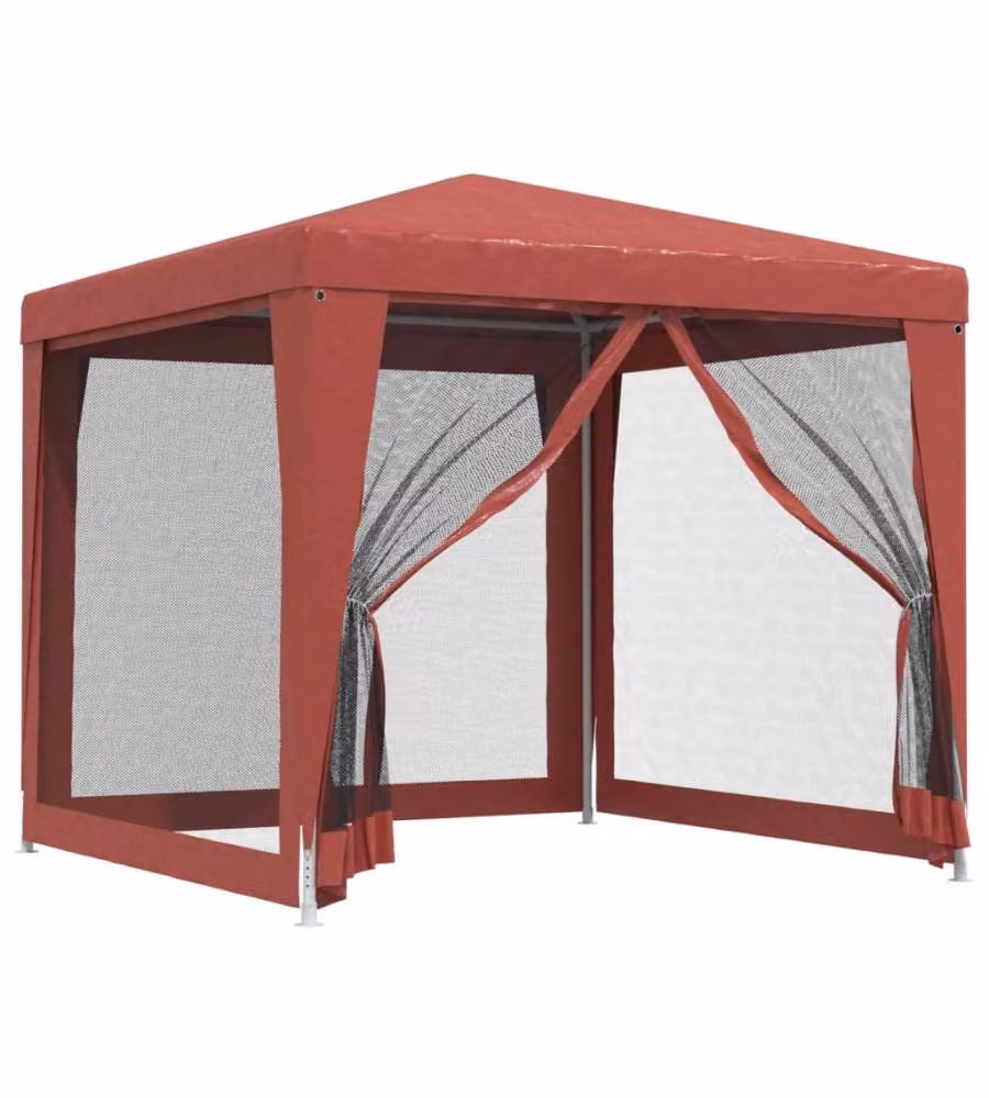 vidaXL Tenda per Feste con 4 Pareti Laterali in Rete Rossa L/P: 2,5 x 2,5 m – 2