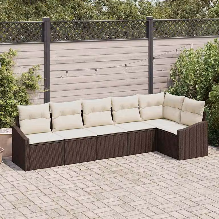 Maison Exclusive - Set di divani da esterno, 6 pezzi, color marrone [Materiale sintetico]: rattan sintetico